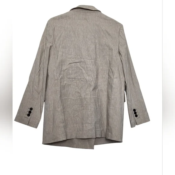 THEORY Piazza Tan Linen Blend Double Breasted Blazer Size 8 Summer Blazer - Picture 2 of 16